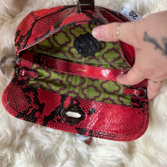 OrYANY Leather Snakeskin Style Red Shoulder Handbag Clutch New - Picture 4 of 11